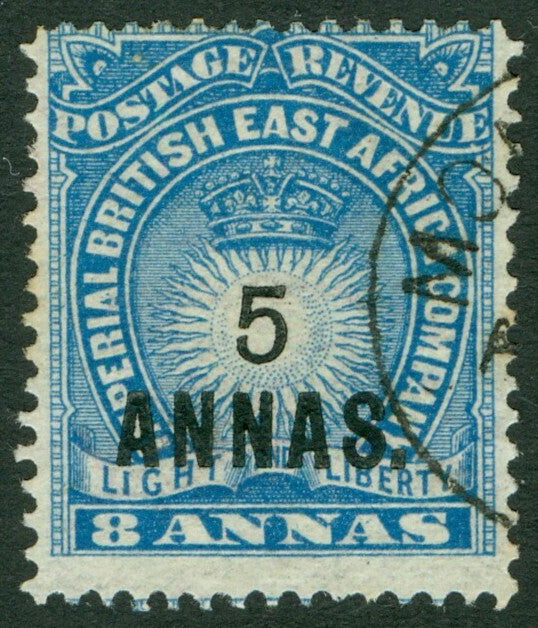 SG 19 British East Africa 1890-95. 5r grey-green. Very fine used CAT £80