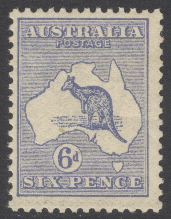 SG 9 Australia 1913-14. 6d ultramarine, watermark 2, die 2. Very lightly mounted mint CAT £95