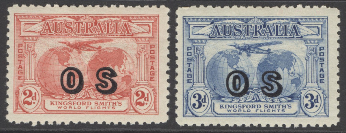 SG O123-24 Australia 1931 officials. 2d & 3d. Fine fresh mounted mint examples CAT £360