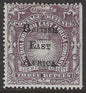 SG 45 British East Africa 1895. 3r slate purple. A fine fresh mounted mint example. CAT £275