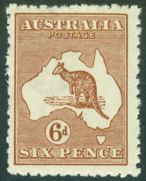 SG 73 Australia 1924-25. 6d chestnut. Very lightly mounted mint CAT £28