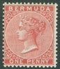 SG 1 Bermuda 1865-1903. 1d rose-red, watermark CC. A pristine unmounted mint example CAT £100+
