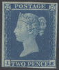 SG 14 1841 2d blue plate 4 lettered IE. A pristine unmounted mint example with full original gum. 4 close to large margins. Rarely seen in this quality CAT £3000