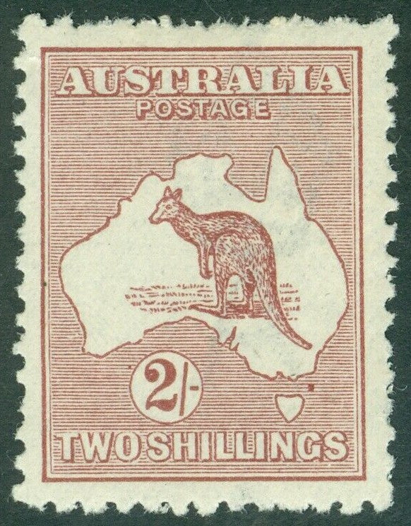 SG 74 Australia 1924-25. 2/- maroon. A fine very lightly mounted mint example CAT £80