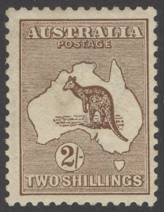 SG 12 Australia 1913. 2/- brown. Fine mounted mint CAT £275