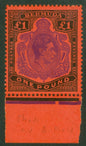 SG 121e Bermuda 1938-53. £1 violet & black/scarlet, perf 13. A fine fresh unmounted mint marginal exampleCAT £300