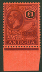 SG 61 Antigua 1921. £1 purple & black/red. A very lightly mounted marginal example. Well centred & with good colours CAT £275