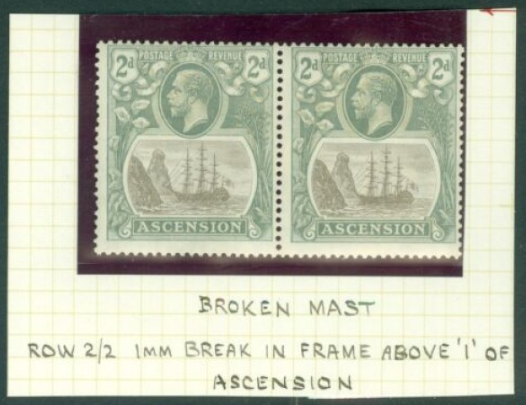 SG 13a Ascension 1924-33. 2d grey-black & grey pair.