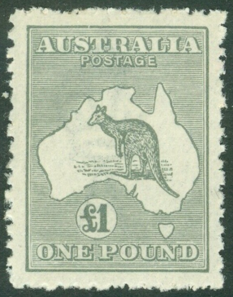 SG 75 Australia 1924-25. £1 grey. A fine fresh very lightly mounted mint example CAT £650