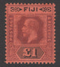 SG 137 Fiji 1912-23. £1 purple & black/red. Very lightly mounted mint CAT £275