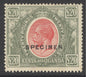 SG 101 KUT 1922-27. £20 red & green, overprinted specimen. Very lightly mounted mint. Usual overall gum toning CAT £2000
