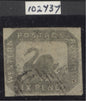 SG 19 Western Australia 1857. 6d grey-black. Very fine used with 4 clear to large margins CAT £750. RPS cert
