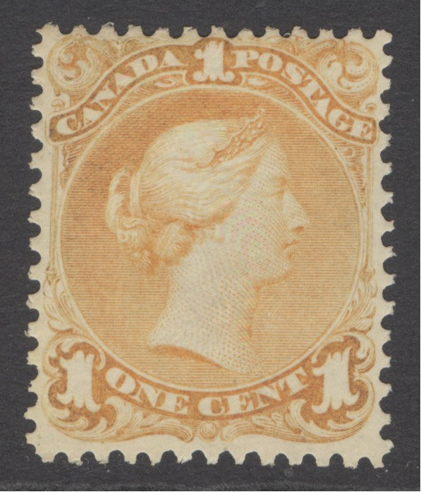 SG 56b Canada 1868-90. 1c pale orange-yellow. A fine fresh unmounted mint example. Scarce in this quality CAT £1200