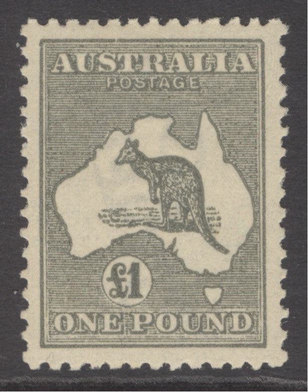 SG 75 Australia 1923-24. £1 grey (die 2b), watermark 6, perf 12. A fine fresh very lightly mounted mint example with very good centring CAT £650