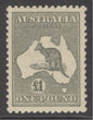 SG 75 Australia 1923-24. £1 grey (die 2b), watermark 6, perf 12. A fine fresh very lightly mounted mint example with very good centring CAT £650