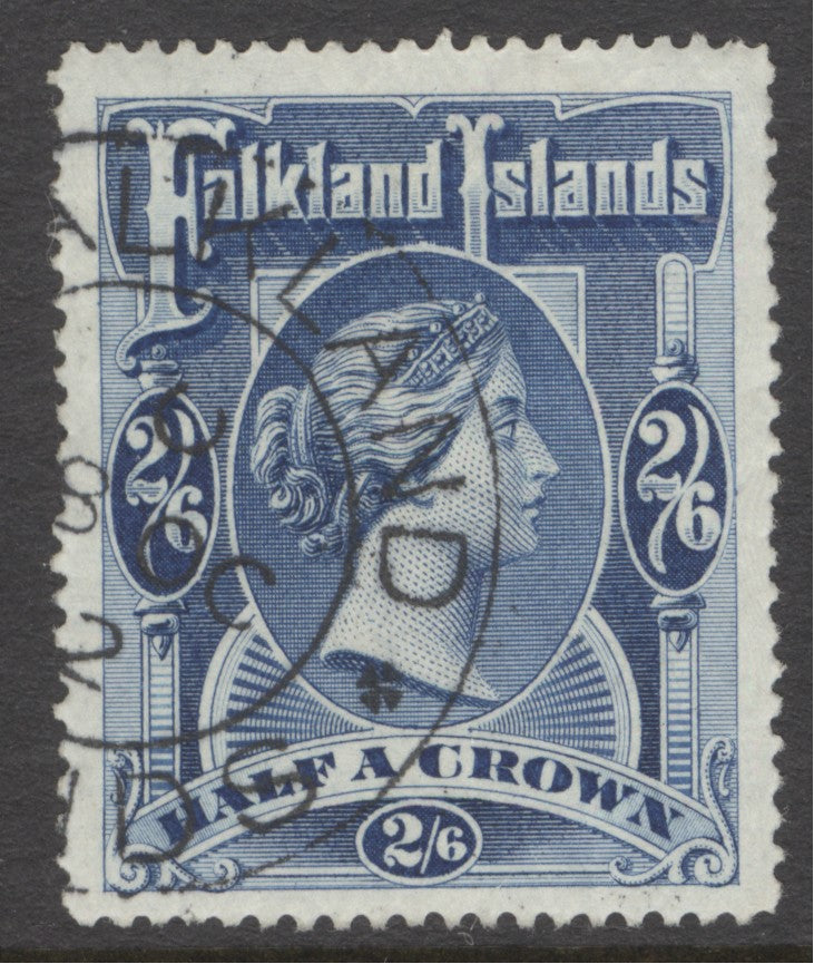 SG 41 Falklands 1898. 2/6 deep blue. Very fine used. Good colour & well centred CAT £300