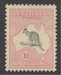 SG 112 Australia 1929-30. 10/- grey & pink, watermark 7. A fine fresh mounted mint example. Well centred & good colours CAT £500