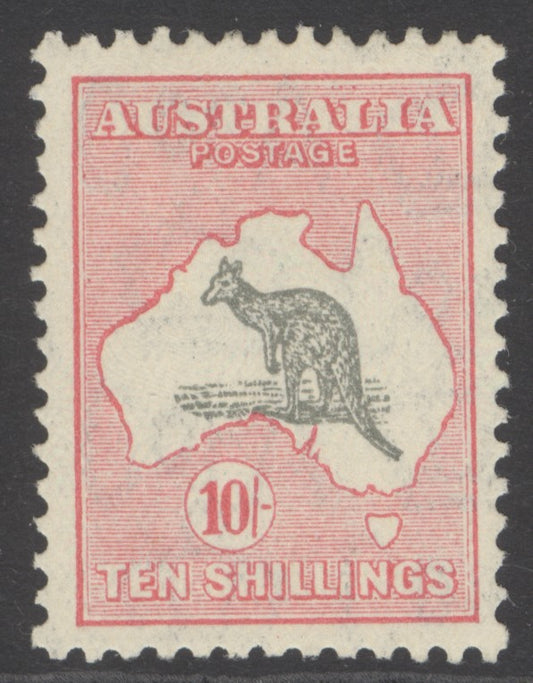 SG 136 Australia 1931-36. 10/- grey & pink, perf 12, die 2 (watermark 15.  A fine fresh mounted mint example. Well centred & good colour CAT £450