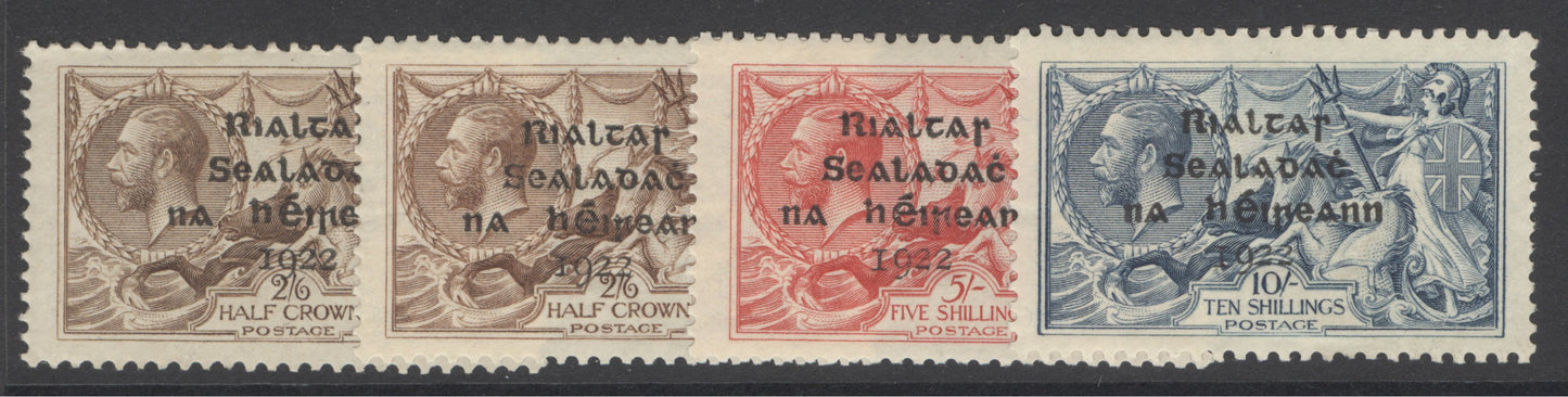 SG 17-21. Ireland 1922. 2/6 to 10/-. Fine mounted mint CAT £375