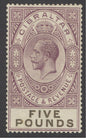 SG 108 Gibraltar 1925. £5 violet & black. A fine fresh lightly mounted mint example CAT £1600