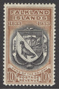 SG 137 Falklands 1933. 10/- black & chestnut.  Lightly mounted mint CAT £900