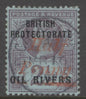 SG 25 Niger Coast Protectorate 1883. ½d in vermilion (type 8) on 2½d purple on blue. Very fine used with a clear Old Calabar CDS CAT £750. RPS cert