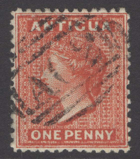 SG 14w Antigua 1872. 1d scarlet, variety inverted watermark. Very fine used ‘A02’ St Johns obliterator CAT £65