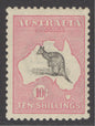 SG 14 Australia 1913-14. 10/- grey & pink, watermark 2, die 2, perf 12. A fine fresh lightly mounted mint example. Good colours, & well centred for this issue CAT £950