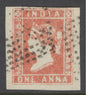 SG 12 India 1854. 1a red. Very fine used. 4 good to huge margins CAT £110