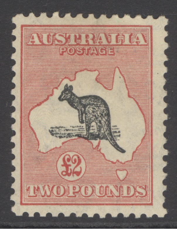 SG 138 Australia 1931-36. £2 black & rose. Lightly mounted mint. Scarce CAT £4250