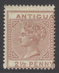 SG 22 Antigua 1884. 2½d red-brown, watermark CA, perf 14, showing frame & lettering misplaced. Lightly mounted mint CAT £190