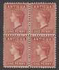 SG 24 Antigua 1884. 1d carmine-red, perf 12. Fine unmounted mint block of 4 CAT £240