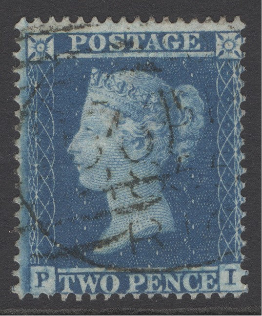 SG 27 2d blue plate 5 lettered PI, perf 16, watermark large crown. Very fine used CAT £450
