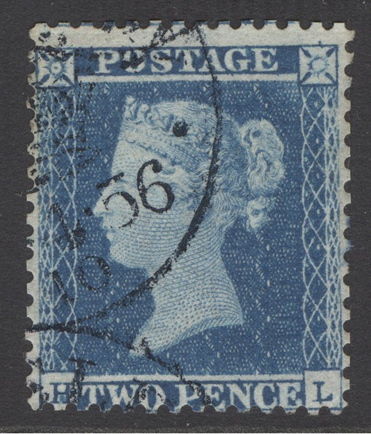 SG 23a 2d blue plate 5 lettered HL. Very fine used with a dark blue 1856 CDS