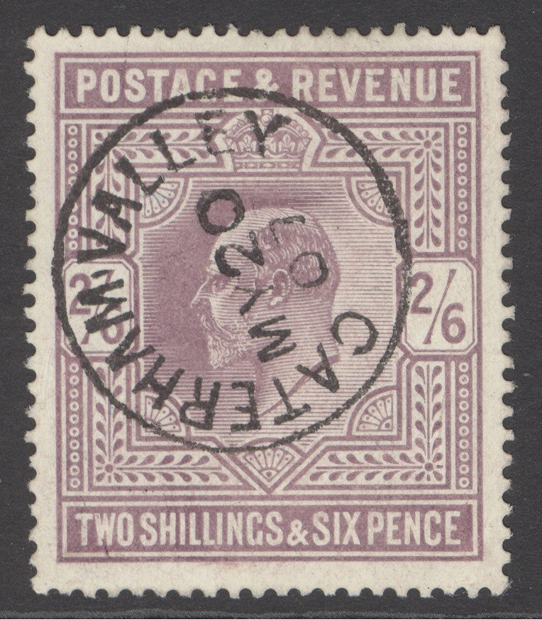 SG 261 2/6 pale dull purple, chalky paper. Very fine used with a crisply struck Caterham Valley, May 20th 1907 CDS