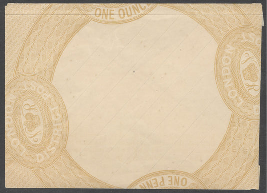1839 Treasury competition re-entry by Dickinson for the 1d in ochre (one penny not to exceed one ounce). Folded as an envelope, few small reverse faults. Scarce
