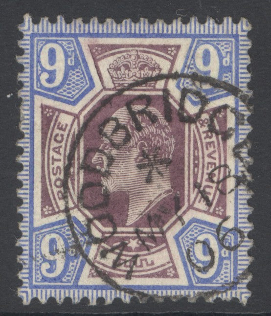 SG 251 9d slate purple & ultramarine. Very fine used with a crisply struck Woodbridge, May 18th 1906 CDS