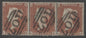 SG 17 1d red-brown plate 167 stirp of 3. Very fine used with ‘107’ Bradford numeral