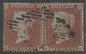 SG 17 1d red-brown plate 194 pair lettered EG-EF. Very fine used, a single Irish cancel