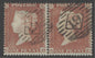 SG 17 1d red-brown plate 201 pair lettered GD-GE. Very fine used with London district numeral ‘19’.