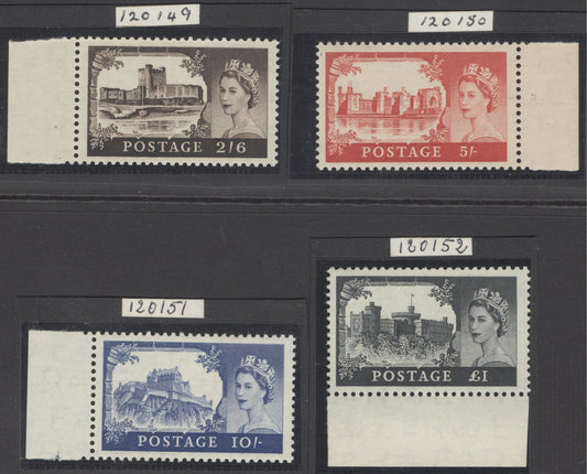 SG 536a-593a. 1955-58. 1st De La Rue set of 4. Unmounted mint marginal examples each with RPS cert