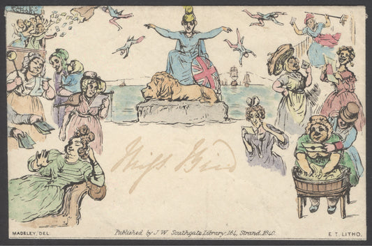 1840 Southgate number 2 ‘Ladies School’ hand coloured envelope. Good condition, reverse flap tear.