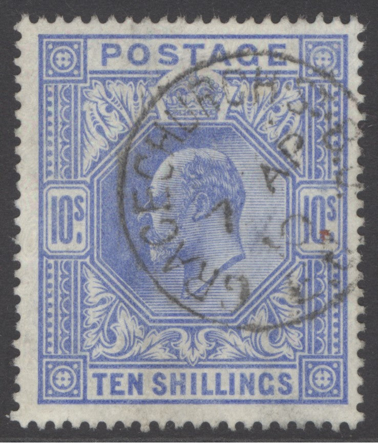 SG 265 10/- ultramarine. Very fine used with a Gracechurch CDS, 7th April 1910