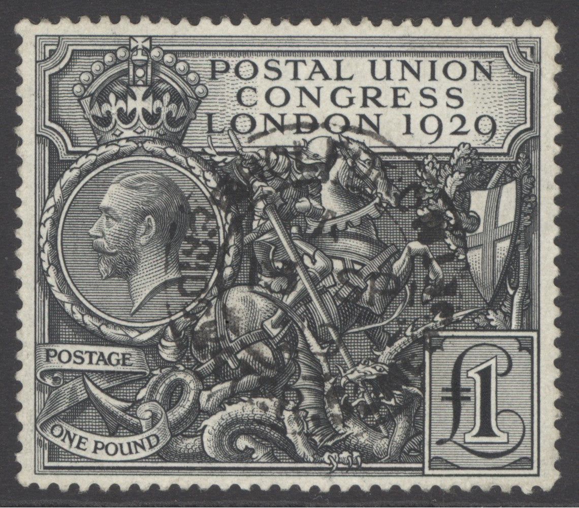 SG 438. 1929 PUC £1 black. Very fine used perfectly centred with full perforations CDS dated 13th Sept 1929 CAT £600