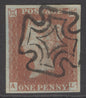SG 8 1d red-brown lettered AL plate 34. Very fine used with a Dublin type 2 Maltese cross. 4 fine/large margins