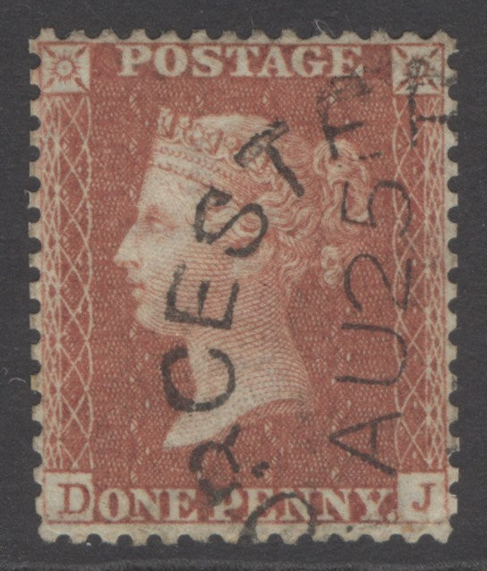 SG 29 1d red-brown plate 37 lettered DJ. Superb used with Dorchester CDS
