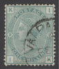 SG 150 1/- green plate 9. Very fine used with a Valparaiso CDS, leaving Queens profile clear