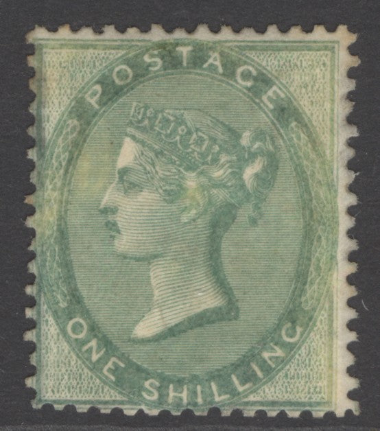 SG 71 1/- deep green. A fresh mounted mint example with lovely very deep colour. Very scarce CAT £5,000
