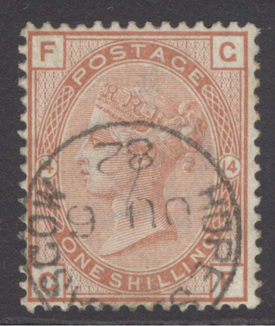 SG 163 1/- orange-brown. Very fine used with a Hope St Glasgow CDS, June 6th 1882