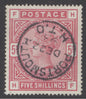 SG 180 5/- rose. Very fine used with a Portsmouth, Dec 23rd 1893. Good colour & well centred